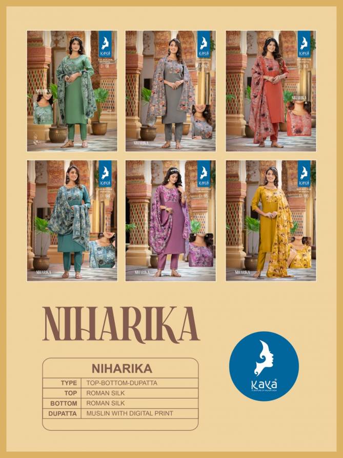 Niharika By Kaya Roman Silk Readymade Suits Catalog